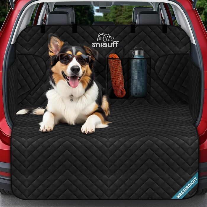 Захист для багажника автомобіля для собак Преміум-якість - Водонепроникний та стійкий до подряпин - Автомобільна підстилка для собак з кишенею - Захист багажника та захист краю вантажного отвору (з прострочкою)