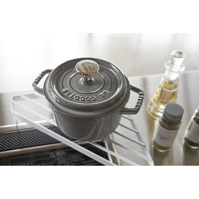 YAMAZAKI 2748 Tower Storage for the Kitchen Area, Minimalist Design, Steel, White, 22 x 22 x 5 cm (LxBxH)