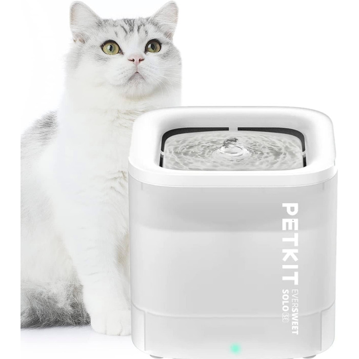 PETKIT CyberTail: Автоматичний фонтанчик для котів та собак, 1.85л, LED-підсвітка, тихий (25dB), білий