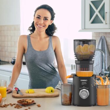 Шнекова соковижималка OMMO Slow Juicer для овочів та фруктів, 300 Вт, чорна