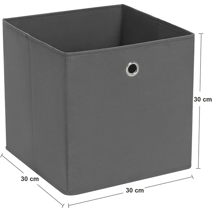 SONGMICS Storage Box, 6 Pack, Folding Box, Foldable Organizer, with Finger Hole, 30 x 30 x 30 cm, RFB02H-3 (Gray)