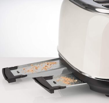 Тостер Korona 21676, 4-х секційний, кремовий, з регулюванням ступеня прожарювання, функція підігріву, 1630 Вт, підставка для тостів, висувна шухляда для крихт, центрування тостів
