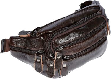 Чоловіча поясна сумка Christian Wippermann з натуральної шкіри - преміум якість, 24x12x6-8 см, 3 відділення на блискавці, регульований ремінь, коричнева