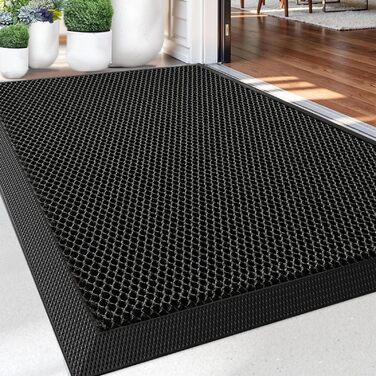 Килимок привідний вуличний 40x60 см, протиковзний силіконовий килим для бруду та пилу, вологостійкий та придатний для прання, чорний
