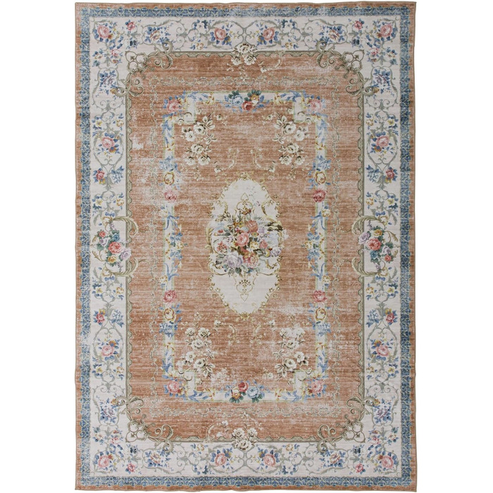 Килим TALETA для вітальні, спальні, офісу: вінтажний, квітковий, оранжевий, 190x280 см