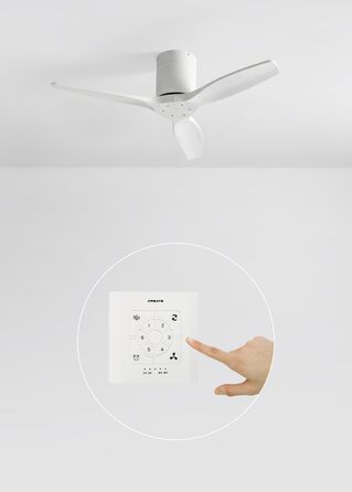 Стелянка-вентилятор Windcalm S з ABS корпусом, освітленням та пультом керування, 40W, тихий, Ø112cm, 6 швидкостей, 3 LED-температури, таймер, літньо-зимовий режим (білий, без освітлення + контролер)