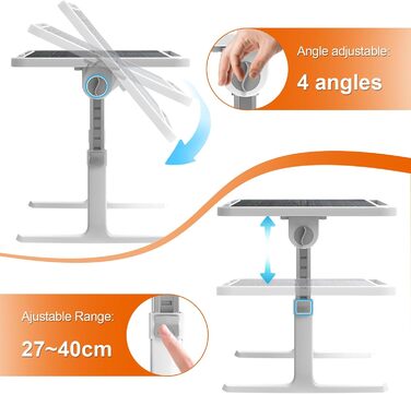Стіл для ноутбука в ліжко Huracan: регульований, з USB, підсклянником та ящиком (60x40 см, чорний)