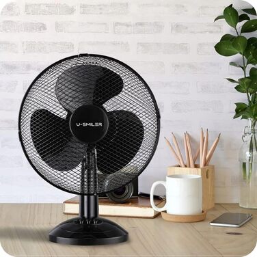 Настільний вентилятор тихий 20W, діаметр 28 см, з осциляцією, 2 швидкості, регульована висота, для спальні/офісу, підлоговий, альтернатива кондиціонеру