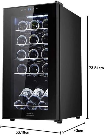 Cecotec GrandSommelier 15000 Black Wine Cooler with Compressor - 15 Bottle Capacity