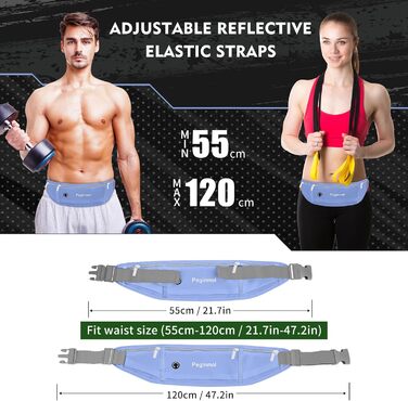 Пояс для телефону для бігу, спортивна сумка для джогінгу, водонепроникний пояс на пояс для бігу для жінок та чоловіків з 3 кишенями, велика місткість, регульований біговий пояс (Чорний + Зелений) (Синій)