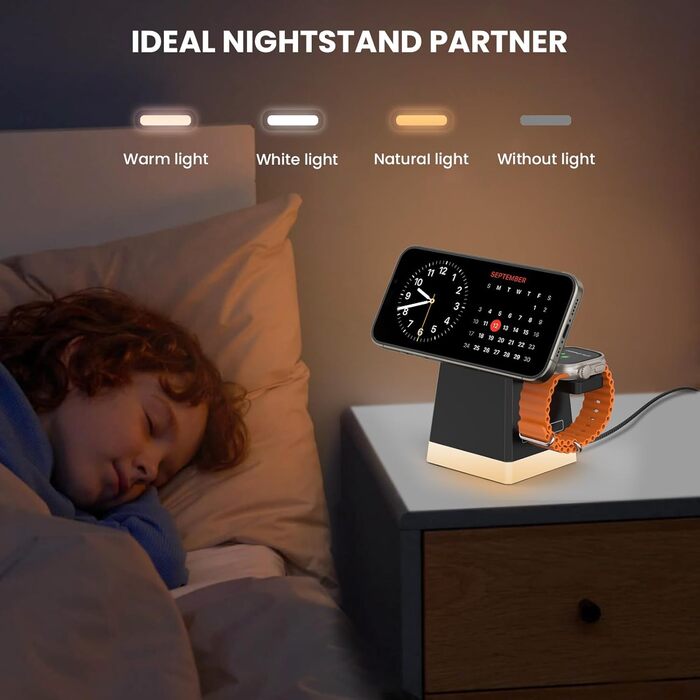 Бездротовий зарядний пристрій JoyGeek: для iPhone, Apple Watch, AirPods (чорний)