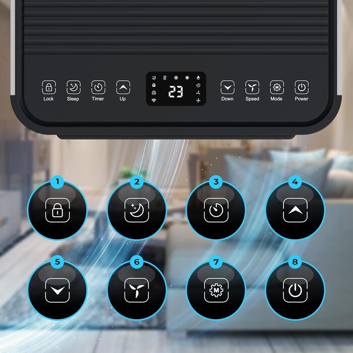 Мобільний кондиціонер з витяжним шлангом 10000 BTU, 2,9 кВт, WiFi, Tuya Smart, для квартир до 29 м², з ущільнювачем для вікна