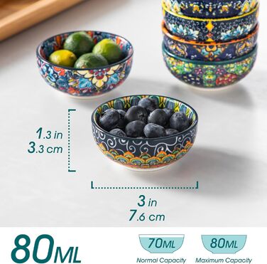 Набір кавових чашок Vancasso SIMI 6 шт. з блюдцями, 240 мл - кавові чашки з кольорового фарфору, посуд для 6 осіб, сумісні з мікрохвильовою піччю, богемський стиль