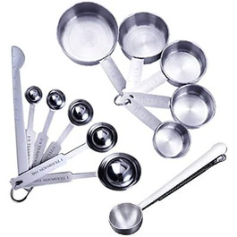 Stackable Measuring Cups Kitchen Measuring Spoon Set Stainless Steel Teaspoon Home Measuring Cups and Spoon Set (12pcs Measuring Cup)