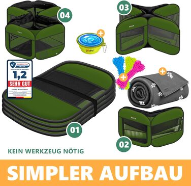 LOVPET® Foldable Pet Playpen - Indoor/Outdoor Dog & Cat Enclosure with Bowl & Fleece Blanket - Oxford Fabric Pop-Up System