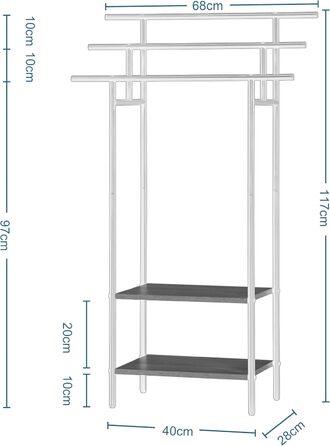 Стійка для рушників EUGAD з 3 полицями, чорна, з металу та ДСП, для рушників та одягу