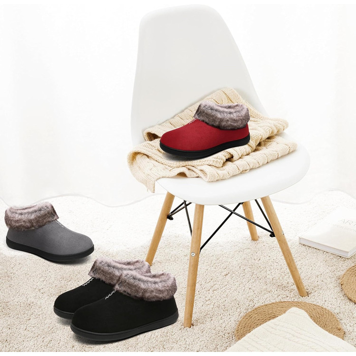 Жіночі теплі халапи з антиковзкою підошвою Mishansha, халапи з меморі-піною, плюшеві тапочки, розмір 36-43 EU (40 EU, сіре хутро)