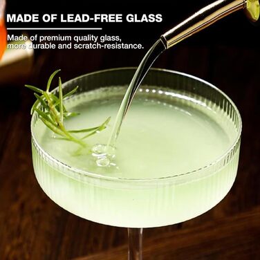 Набір з 4 келихів Coupé з рельєфним дизайном, 284 мл - ідеально для Мартіні, коктейлів, вина та шампанського. Чудовий подарунок!