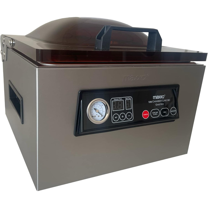 Професійний вакуумний пакувальник Maxxo VM Profi з подвійною зварювальною лінією, 20 л/хв, вакуумний насос 900 мбар, для харчових продуктів, з нержавіючої сталі (Kammervakuumіer VM ChamberLine 90 Gastro)