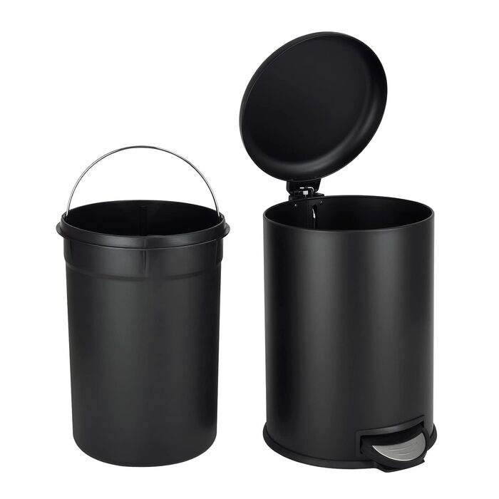 Сміттєве відро SVITA T20 з нержавіючої сталі, 20 літрів, з педаллю, для кухні (чорний)