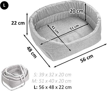 Автомобільний лежак для собак Boutique Zoo: універсальний, миючий, зносостійкий. Підходить для переднього сидіння, пасажирського сидіння, заднього сидіння. Розмір M (51x40 см), чорний, імітація замші.