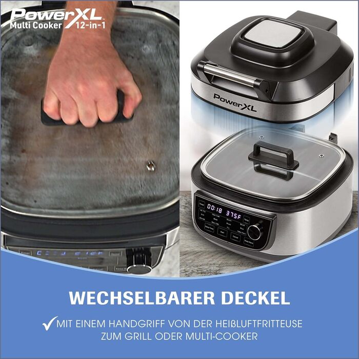PowerXL MultiCooker Frying Basket Set - 12-in-1 Multi-Cooker with Keep Warm Function - Hot Air Fryer, Oven, Skillet, and More - 5.7 Liters - 12 Cooking Programs - Air Fryer - 80% Less Fat