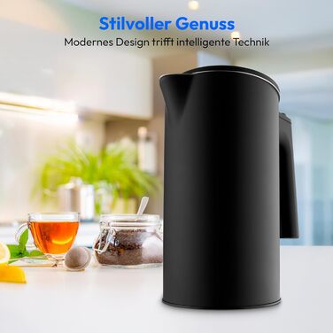 Електричний чайник MEDION LIFE MD12106, 2.2 кВт, 1.5 л, LED дисплей, LED підсвітка, автопрограми, захист від дітей, чорний