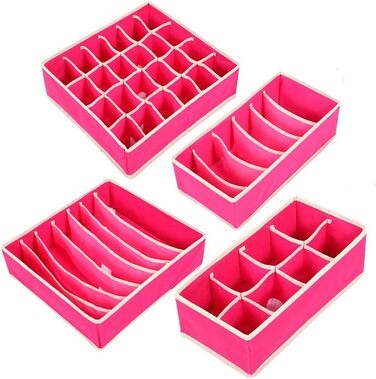 Styleys Set of 4 Foldable Storage Boxes, Drawer Dividers, Odorless Interior Lining, Storage Boxes, Closet Organizer, Under-Bed Organizer for Clothes, Shoes, Underwear, Bras