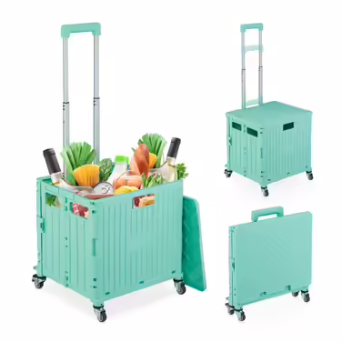 Relaxdays Folding Shopping Trolley with Swivel Wheels