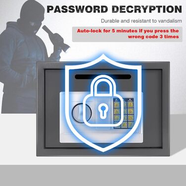 Електронний сейф Klein Tresor: вологостійкий, для зброї, боєприпасів, грошей, ювелірних виробів та документів, 4.6L, сірий