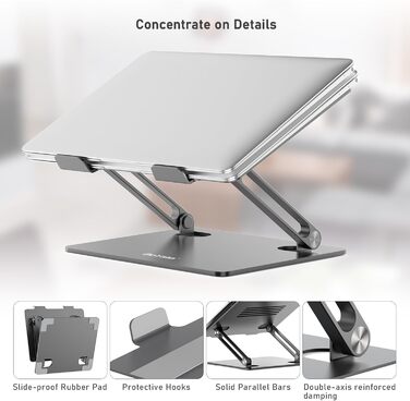Adjustable Laptop Stand with Cooling Fan - Compatible with 11-15 inch Laptops (MacBook Pro/Air, Dell, Samsung, HP)