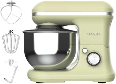 Кухонний комбайн Cecotec Cecomixer 250W з чашею з нержавіючої сталі, 3л, 5 функцій (місити, збивати, перемішувати, монтувати, емульгувати), 6 швидкостей, зелений