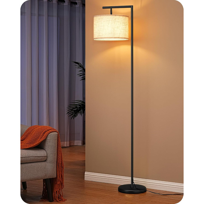 Стельова лампа EDISHINE для вітальні 160 см, аркова лампа сучасний дизайн з регульованим абажуром з льону, LED E27, чорний колір, для спальні, дитячої кімнати