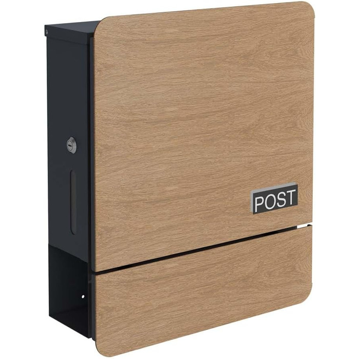Поштова скринька настінна SCHARTEC SPB-4 світле дерево з газетницею, сучасний великий дизайн
