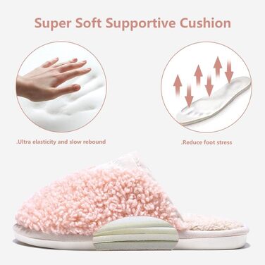 Тапочки жіночі зимові, чоловічі, з плюшу, теплі, м'які, зручні, з антиковзким покриттям, з пам'яті ефекту, 37.5/38.5 EU, рожеві