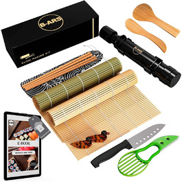 Набір для приготування суші B-ARS: повний комплект з бамбуковою килимком, антипригарним ножем та ложкою для рису – ідеально для початківців та професіоналів