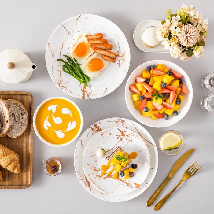 LOVECASA Sweet: Сервіз Porzellan Daphne 32-елементний, з золотим декором, для 8 осіб (білий)