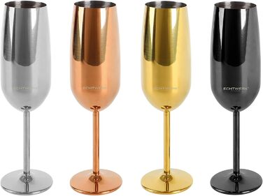 Склянки для шампанського та ігристих вин Echtwerk: нерозбивні, з нержавіючої сталі, 2 шт., 250 мл, срібна серія (набір)