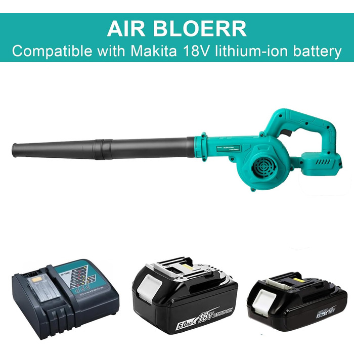 Акумуляторний повітродув сумісний з Makita 18V, для чищення ПК, прибирання снігу та листя