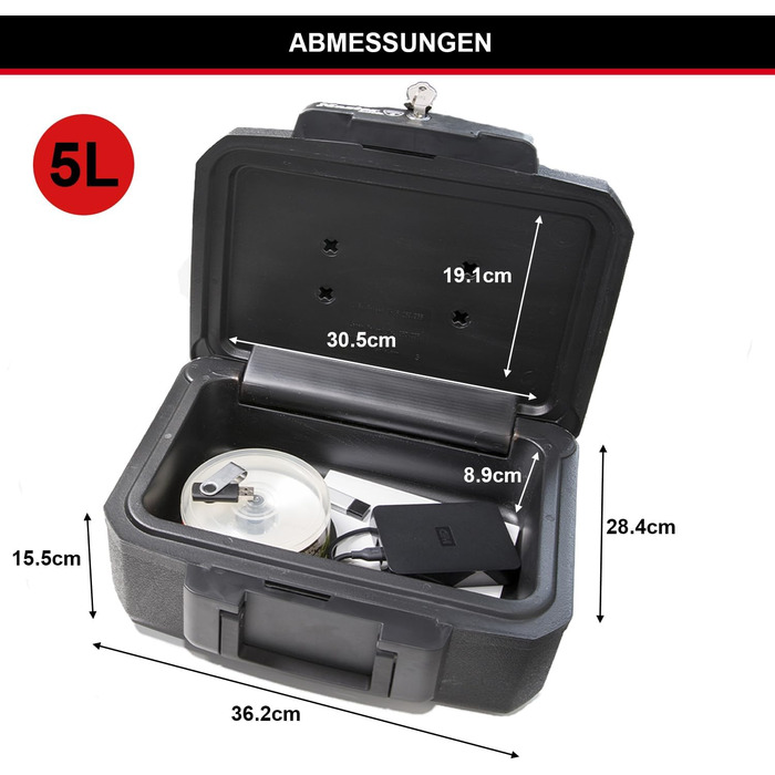 Master Lock Fireproof and Waterproof Safe with Key - Triple Protection: Flight, Fire & Flood, 5L, 15.5 x 36.2 x 28.4 cm