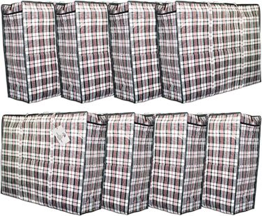 Pro-Lux Extra Large Laundry Storage Bags, Shopping Bags, Strong, Durable, XXL Moving Bags with Zipper and Handles, Reusable, 8 Pack