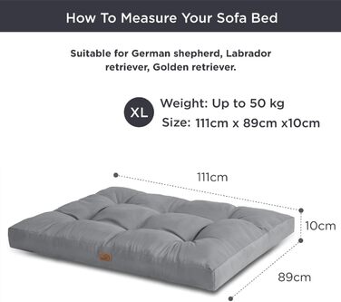 Килимок для собак BEDSURE великих порід, 111x89 см, водонепроникний, сірий, 10 см заввишки