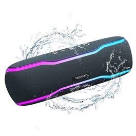 TECKNET Bluetooth колонка з підсвіткою, IPX7, 30W, чорна - портативна бездротова колонка Bluetooth 5.3 для вечірок, подорожей