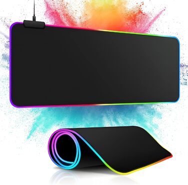 MU Gaming Mousepad RGB, XXL, 800x300mm: килимок для миші геймерський, RGB підсвічування, чорний