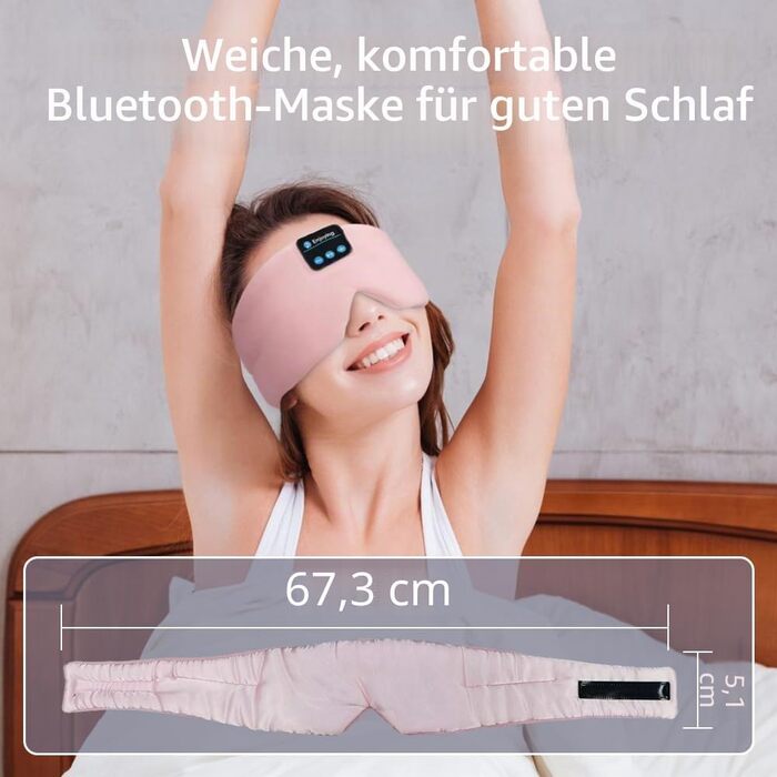 Маска для сну Joythink з Bluetooth 5.3 навушниками, шовкова, для зручного сну на боці, 16 год. роботи, рожева