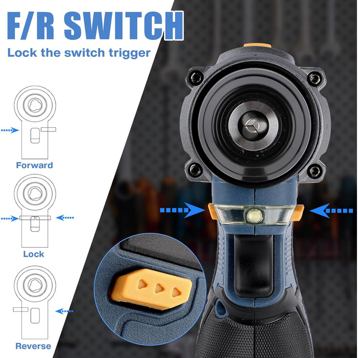 Акумуляторний дриль-шуруповерт з безщітковим двигуном 16.8V - 2000mAh, 60 Нм, 23+1 ступінь, LED світло