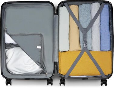 Чемодан-валіза KONO з ABS+PC: міцний, з TSA-замком та 4 колесами, 52 см, сірий/камуфляж