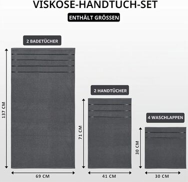 Набір рушників для ванної Utopia Towels, 8 шт. (2 великих, 2 середніх, 4 маленьких), бавовняні, гігроскопічні та швидкосохнучі, сірі