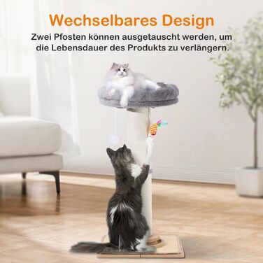 Дряпка для котів Trhillsbrad 81 см з м'ячиком та іграшками, з сизалю, для котів та дорослих котів