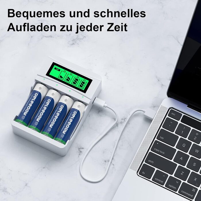 Зарядний пристрій для акумуляторів AA з LCD-дисплеєм, 8 шт. акумуляторів 3300mAh, NiMH 1.2V, 4 слоти для заряджання